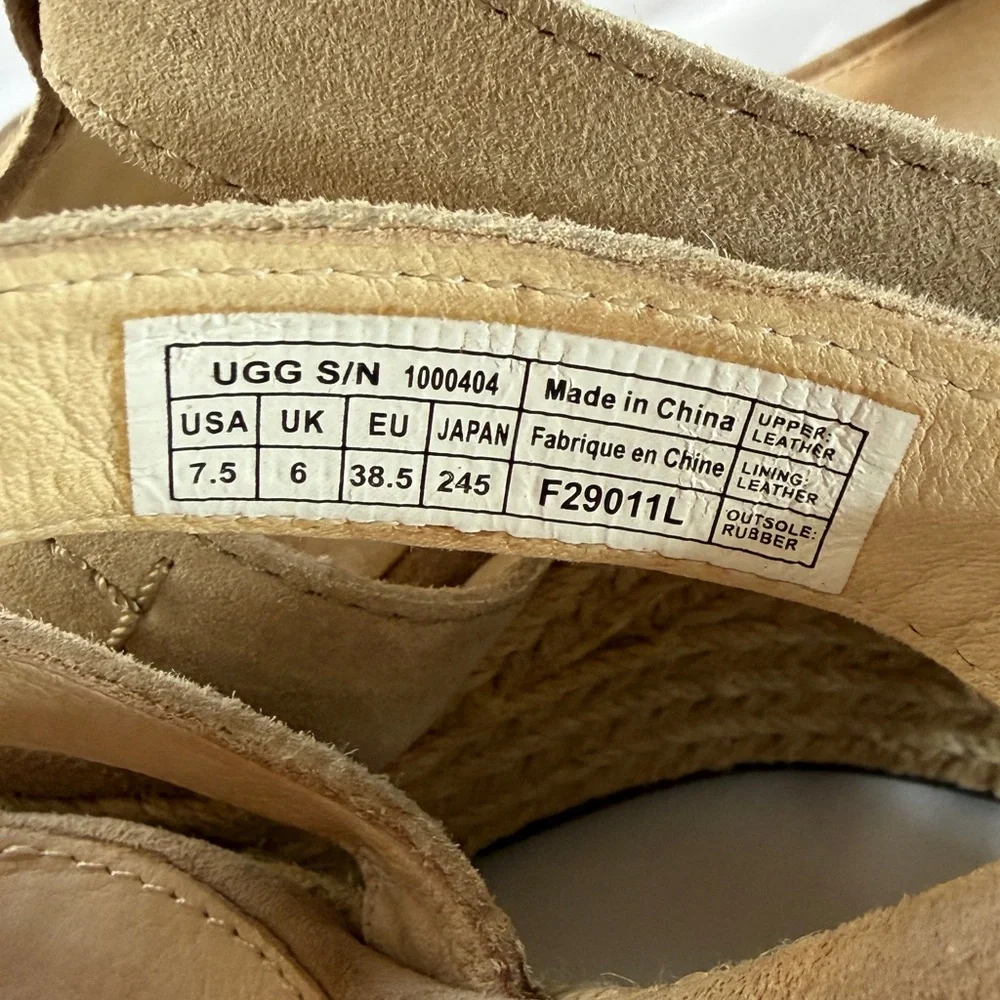 UGG Women's Tan Suede Wedge Sandals - size 7.5